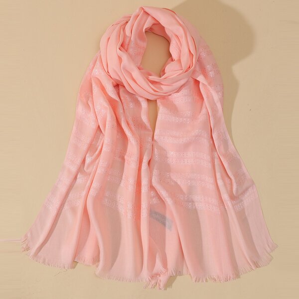 

Raw Hem Scarf, Coral pink