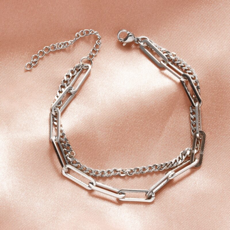 

Chain Layered Bracelet, Silver