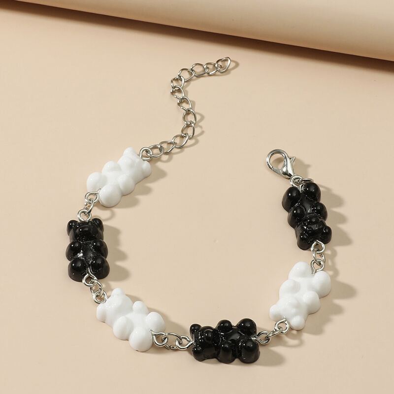 

Bear Decor Bracelet, Black and white