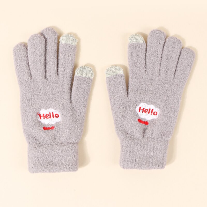 

Letter Embroidery Gloves, Lilac purple