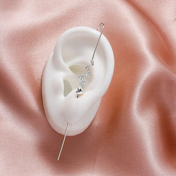

1pc Rhinestone Heart Decor Earring, Silver