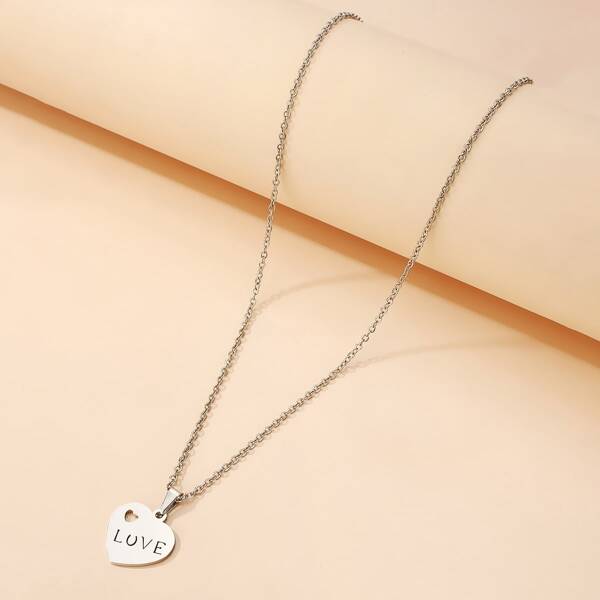 

Heart Pendant Necklace, Silver