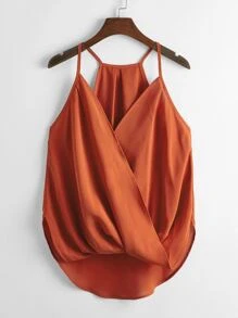 SHEIN LUNE Plus Wrap Curved Hem Cami Top - Burnt Orange - View 1