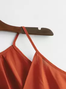 SHEIN LUNE Plus Wrap Curved Hem Cami Top - Burnt Orange - View 3