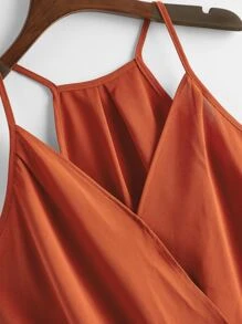 SHEIN LUNE Plus Wrap Curved Hem Cami Top - Burnt Orange - View 4