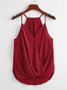 SHEIN Privé Top con tirantes cruzados y dobladillo curvo - Burdeos - Ver 1