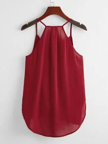 SHEIN Privé Top con tirantes cruzados y dobladillo curvo - Burdeos - Ver 2