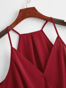 SHEIN Privé Top con tirantes cruzados y dobladillo curvo - Burdeos - Ver 3