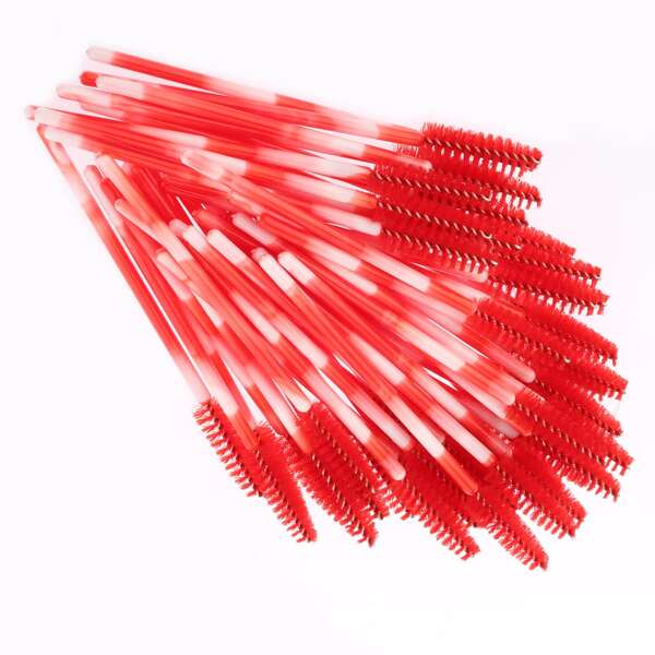 

50pcs Disposable Eyelash Brush, Red and white