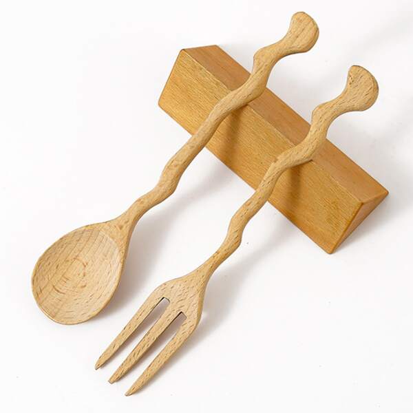 

2pcs Wooden Fork & Spoon Set, Khaki