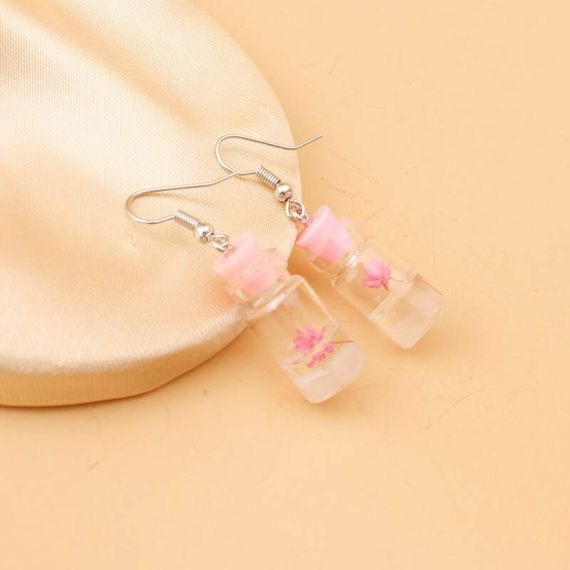 

Drifting Bottle Drop Earrings, Pink