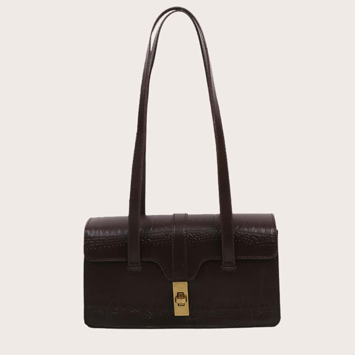 

Twist Lock Shoulder Bag, Chocolate brown
