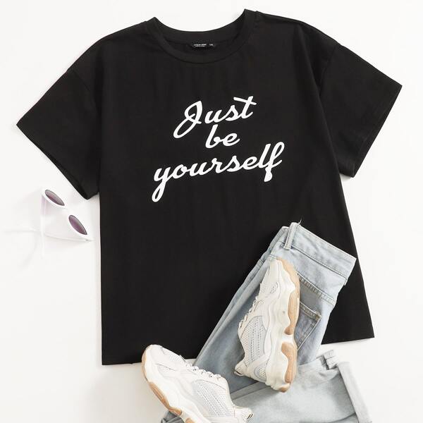 

Plus Slogan Graphic Tee, Black