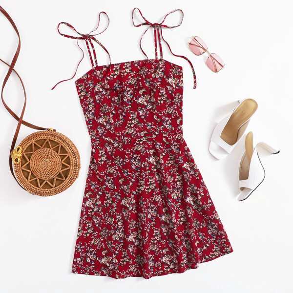 

Ditsy Floral Tie Shoulder Cami Dress, Multicolor