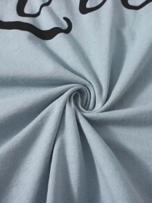 SHEIN Camiseta gris con estampado de letra - Neblina azul - Ver 4
