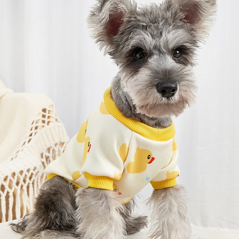 

1pc Cartoon Duck Print Dog Sweatshirt, Yellow