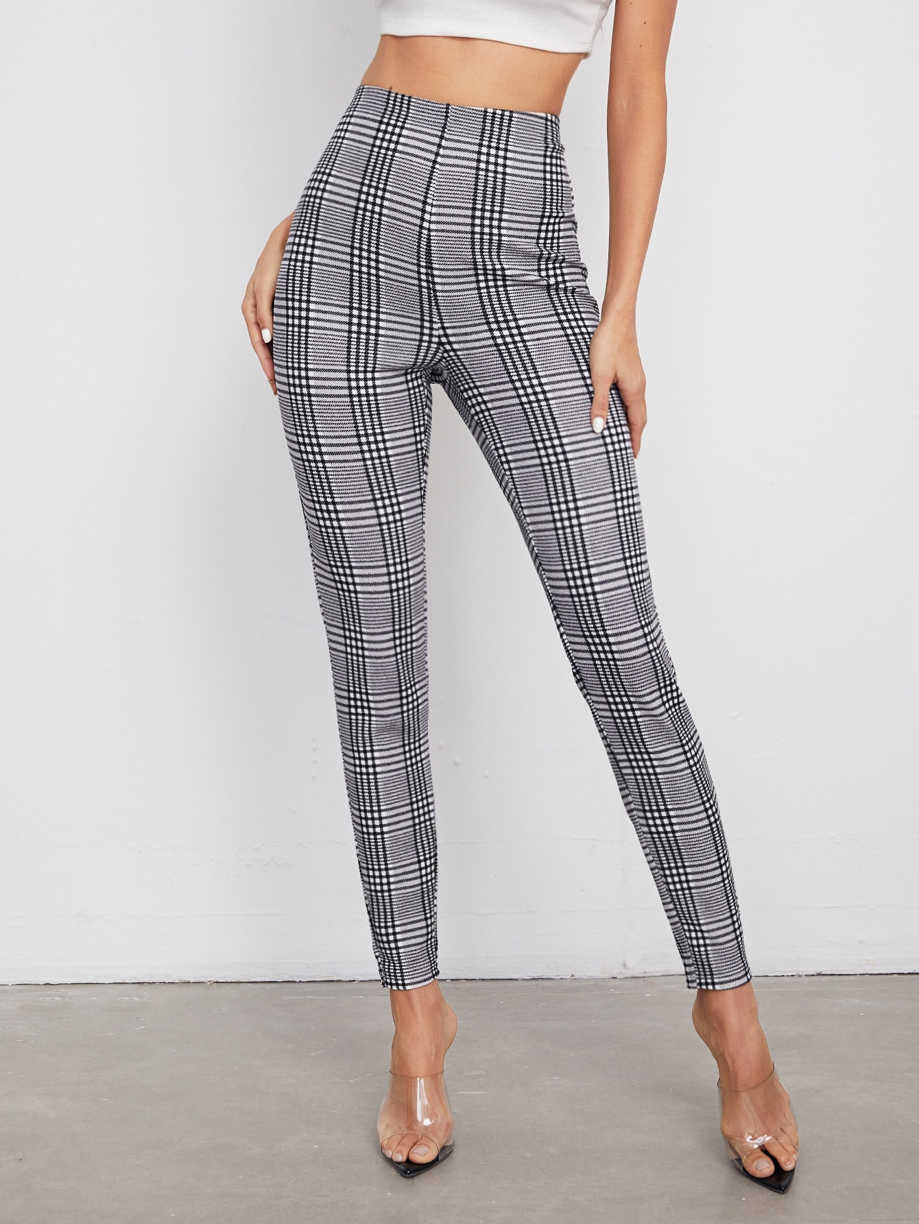 Elastic Waist Plaid Pants thumbnail