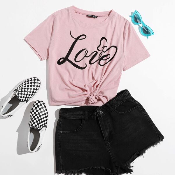 

Letter Graphic Tee, Dusty pink