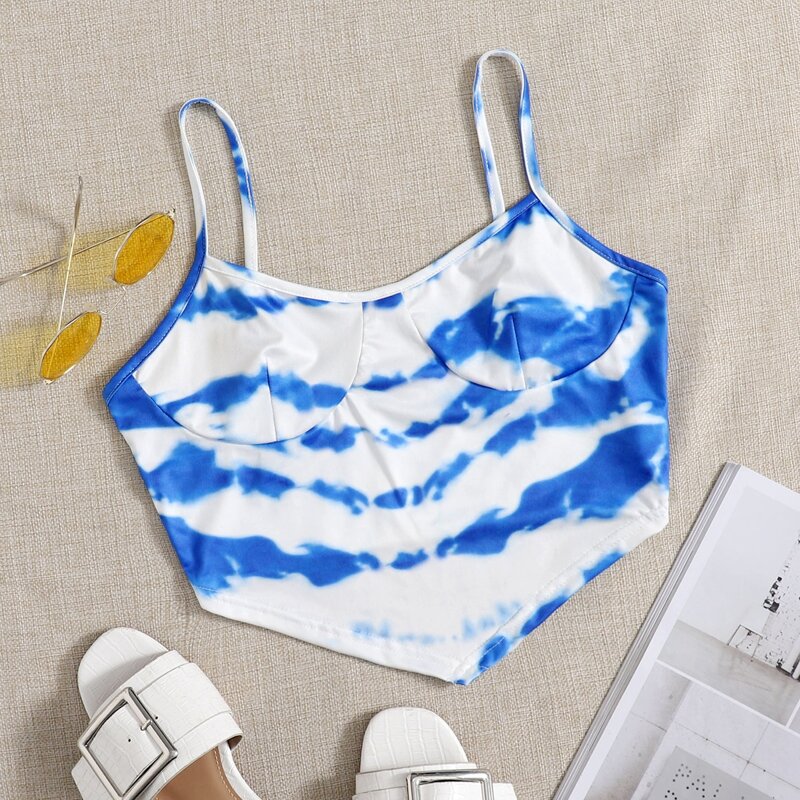 

Tie Dye Bandana Cami Top, Blue and white