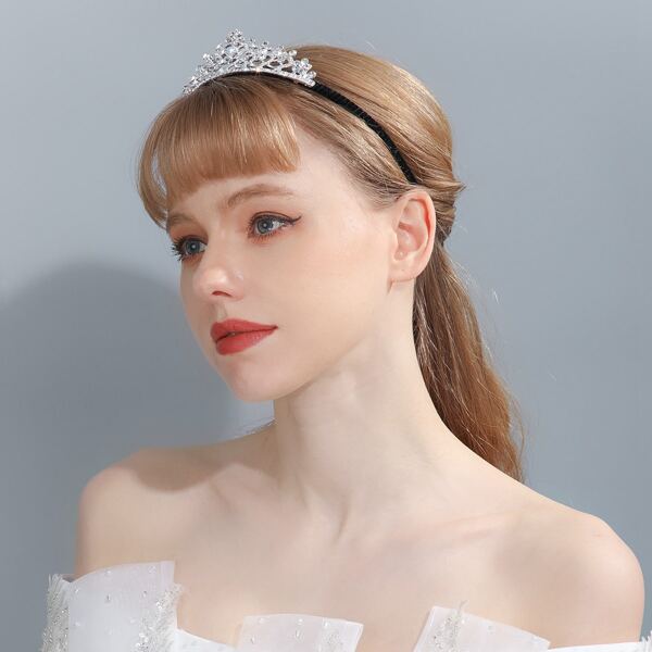 

Rhinestone Crown Decor Hair Hoop, Silver