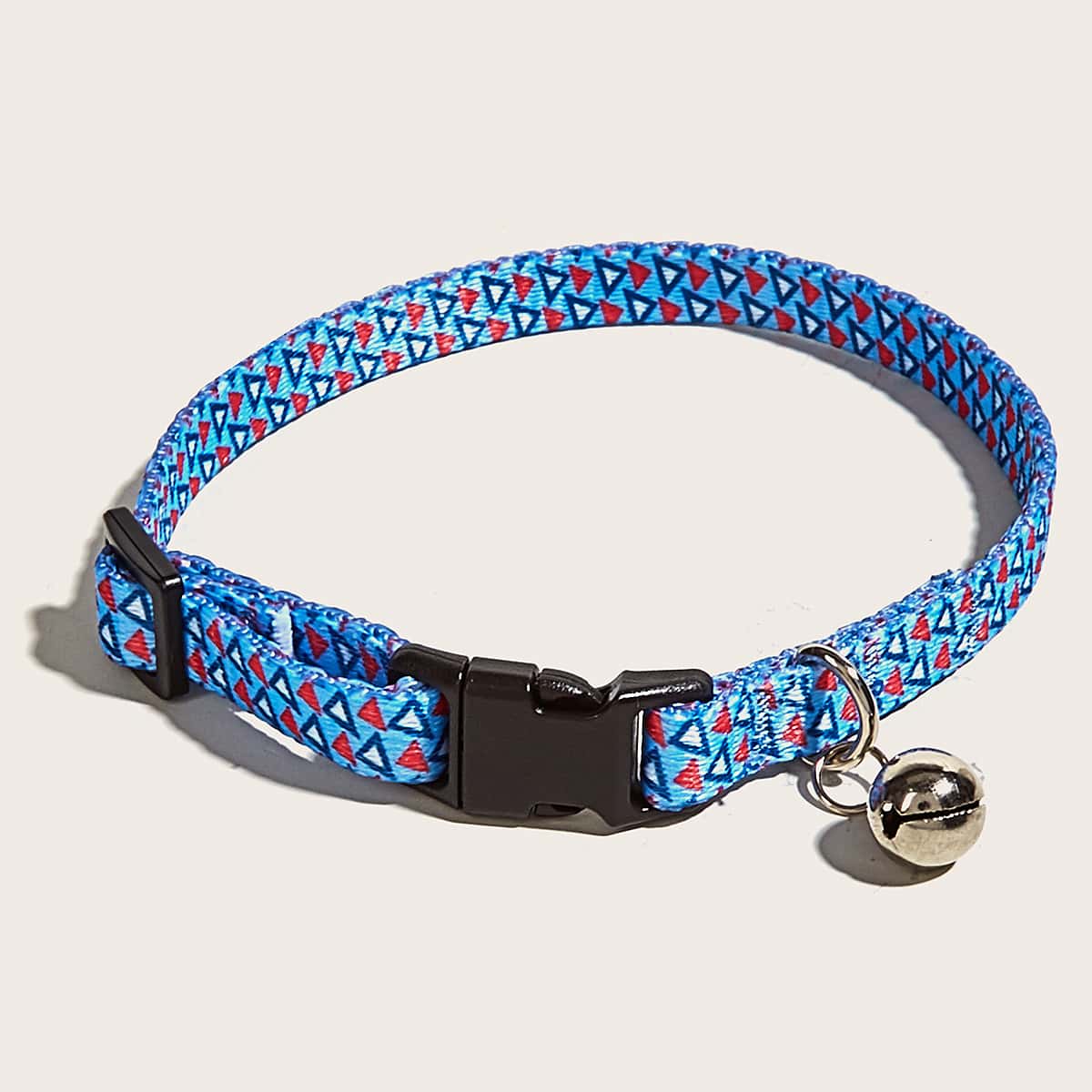 

Bell Charm Geometric Pattern Cat Collar, Blue