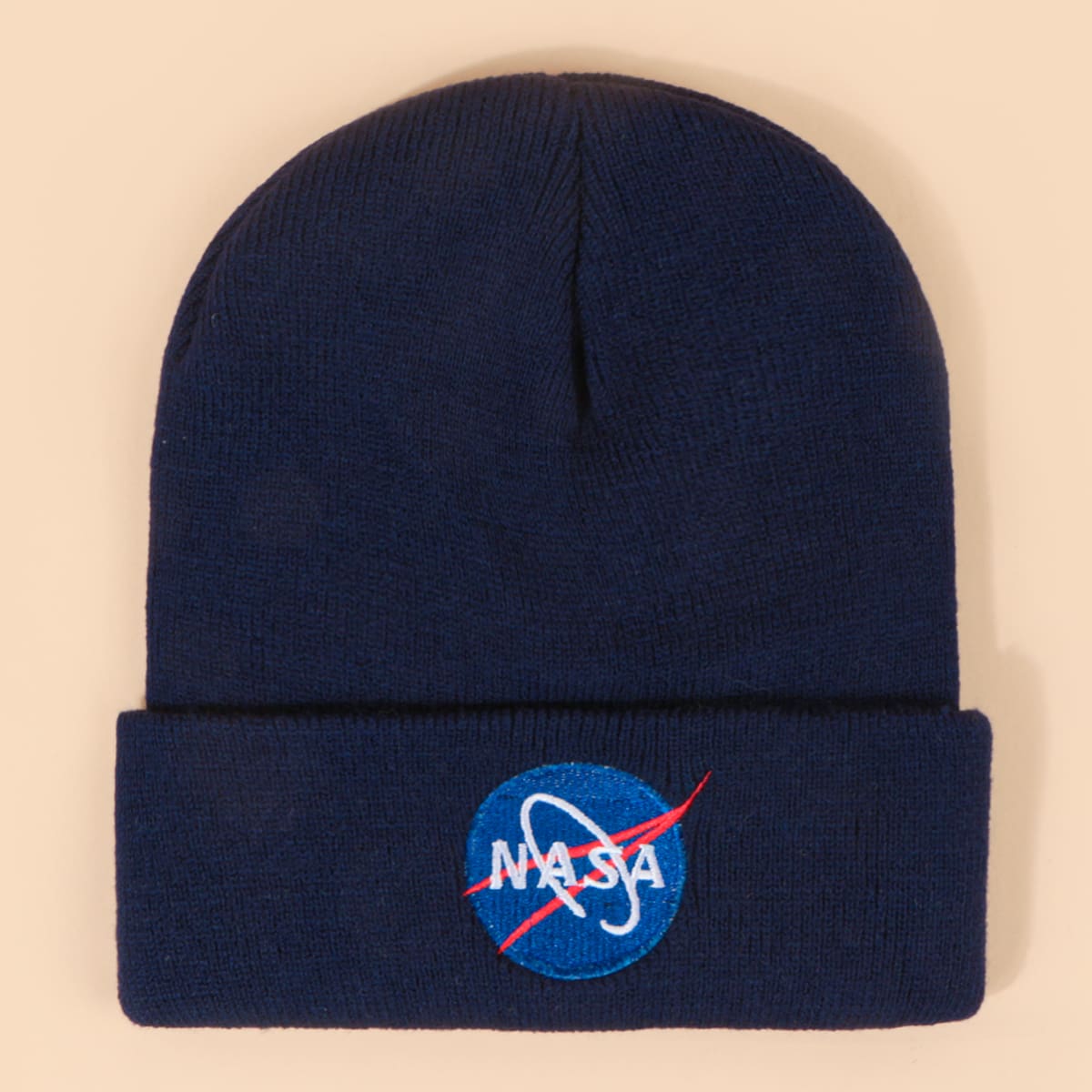 

Letter Embroidery Beanie, Navy blue