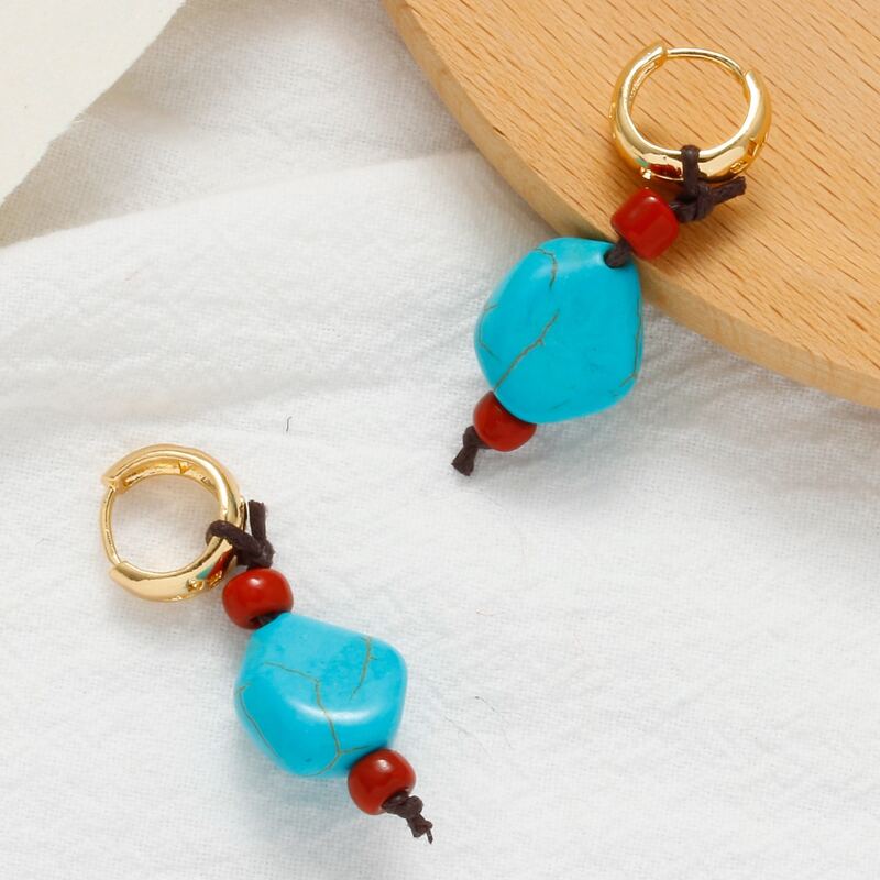 

Faux Stone Drop Earrings, Blue
