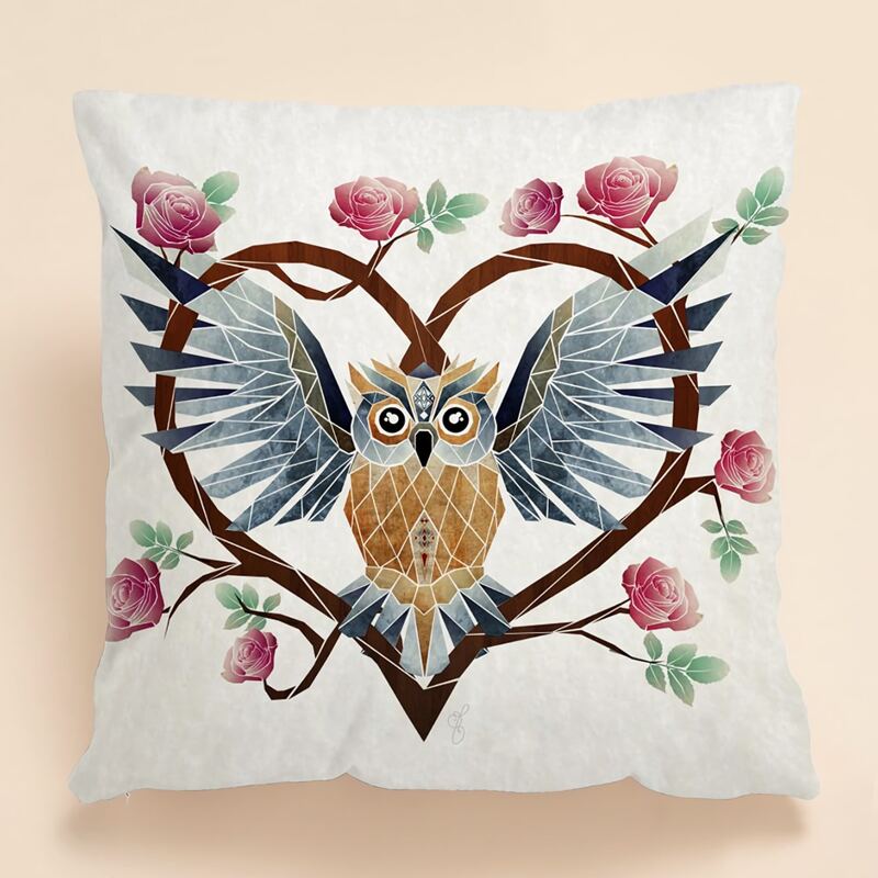 

Valentine's Day Owl Print Cushion Cover Without Filler, Multicolor