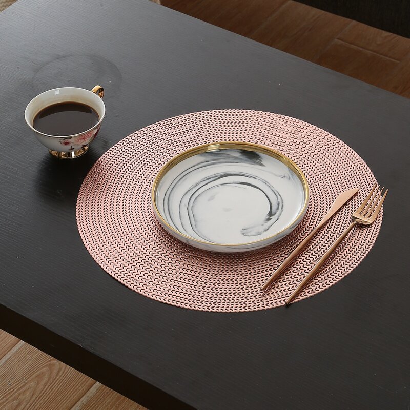 

1pc Round Hollow Placemat, Rose gold