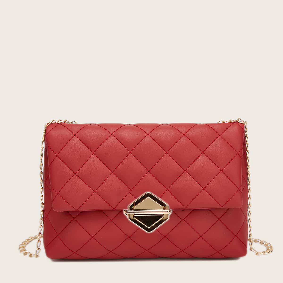 

Quilted Chain Crossbody Bag, Red