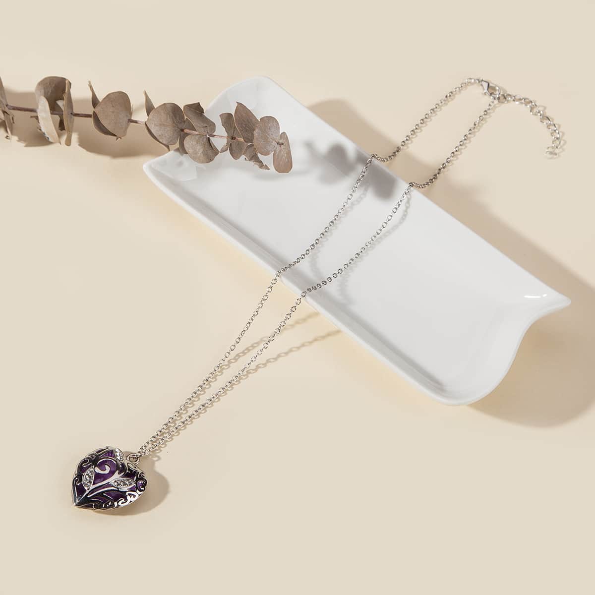 

Luminous Heart Pendant Necklace, Purple