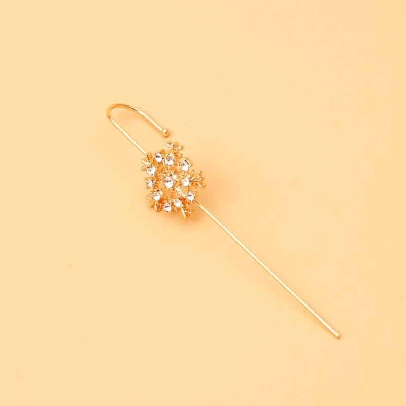 

1pc Rhinestone Snowflake Ear Pin, Gold