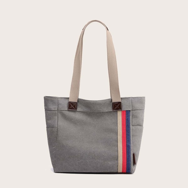 

Striped Tote Bag, Grey
