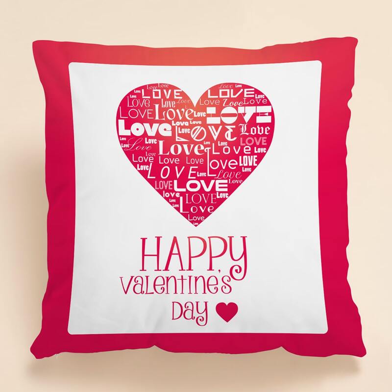 

Valentine's Day Letter Print Cushion Cover Without Filler, Multicolor