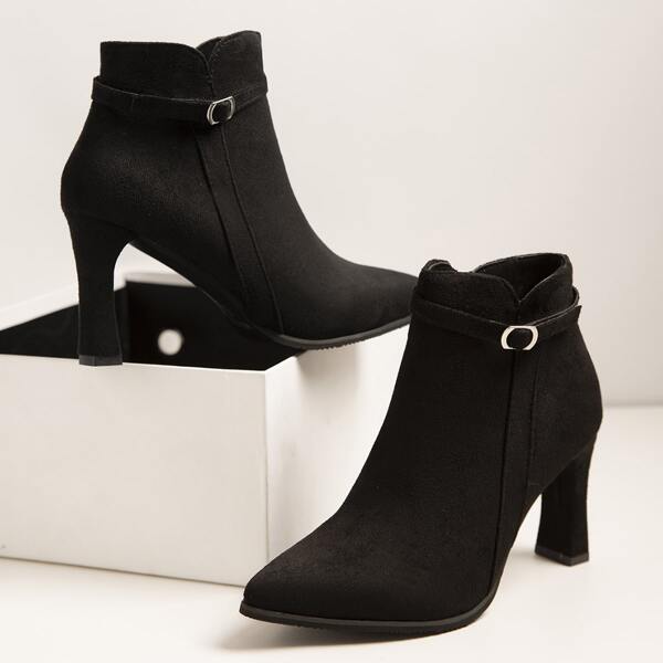 

Point Toe Suede Ankle Boots, Black