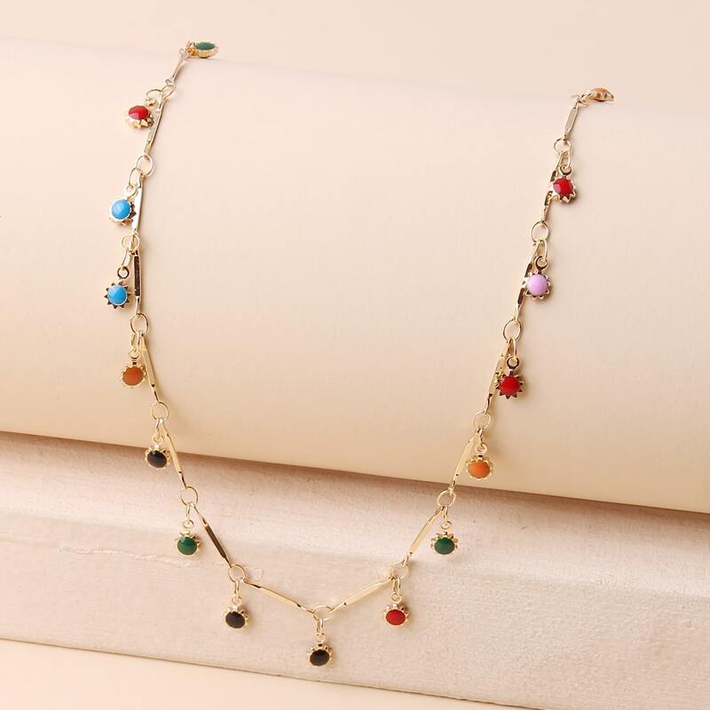 

Colorful Floral Charm Necklace, Multicolor