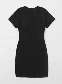 SHEIN EZwear Đầm Plus Size Tim Giải trí - màu đen - Xem 2