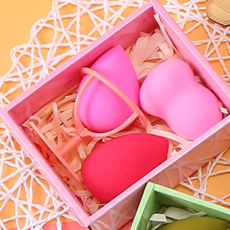 

3pcs Makeup Sponge & 1pc Holder, Multicolor