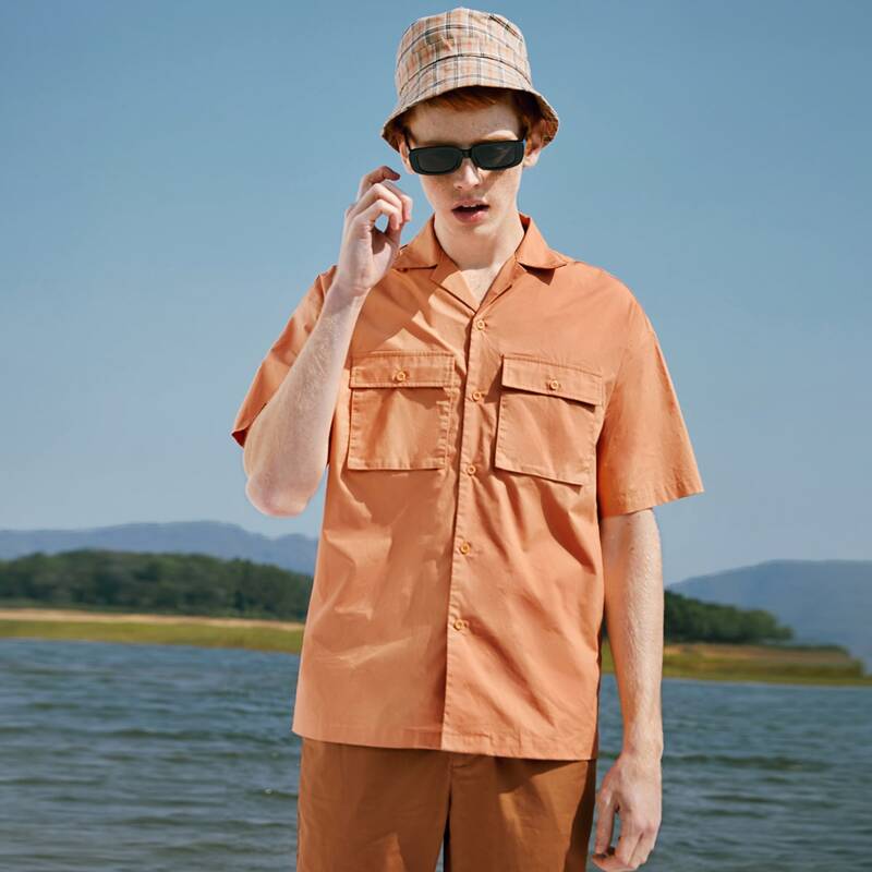 

Guys Flap Pocket Single Breasted Shirt, Burnt orange
