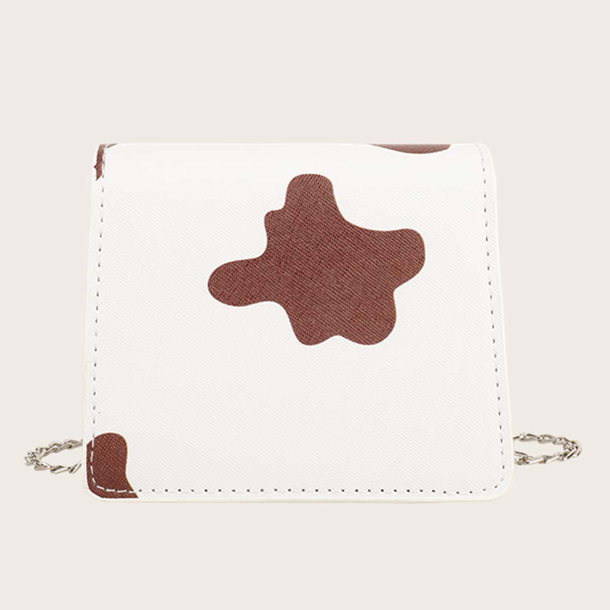 

Colorblock Flap Chain Crossbody Bag, Brown