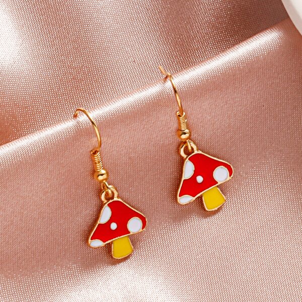 

Mushroom Charm Drop Earrings, Red