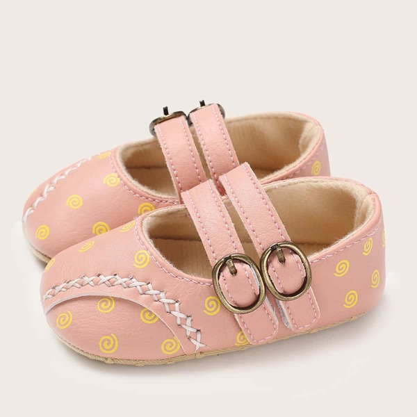 

Baby Girl Embroidered Detail Mary Jane Flats, Pink