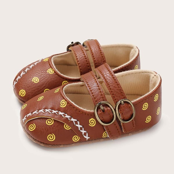 

Baby Girl Embroidered Detail Mary Jane Flats, Brown