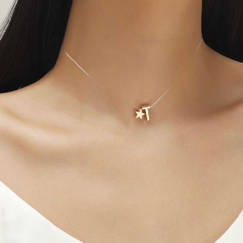 

Letter Decor Clear Choker, Gold