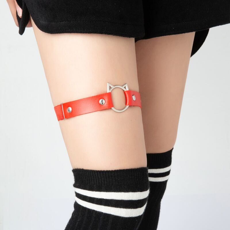 

Cat Ring Thigh Garter, Red