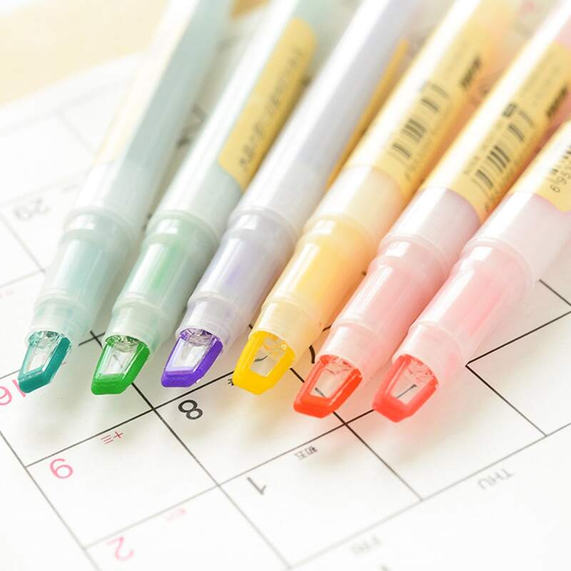 

6pcs Double-headed Highlighter Pen, Multicolor