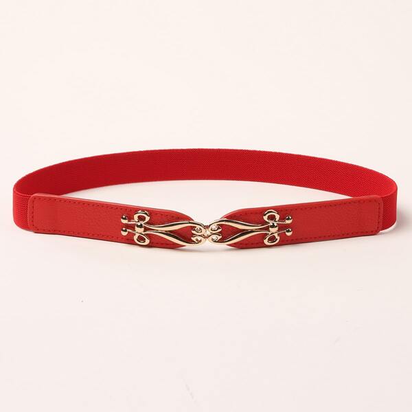 

Metal Buckle Corset Belt, Red