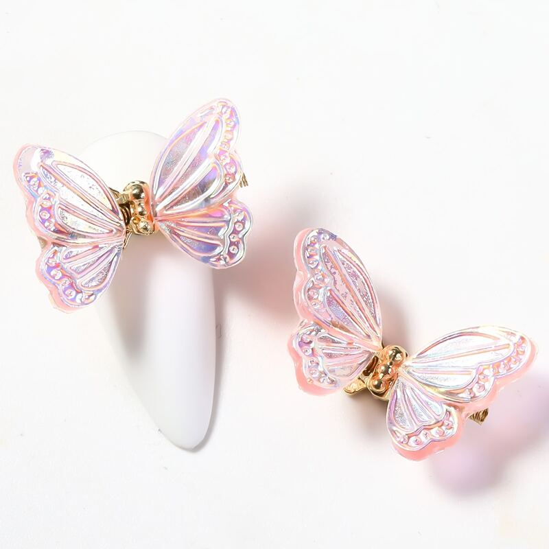 

1pc Butterfly Shaped Nail Art Decoration, Pink
