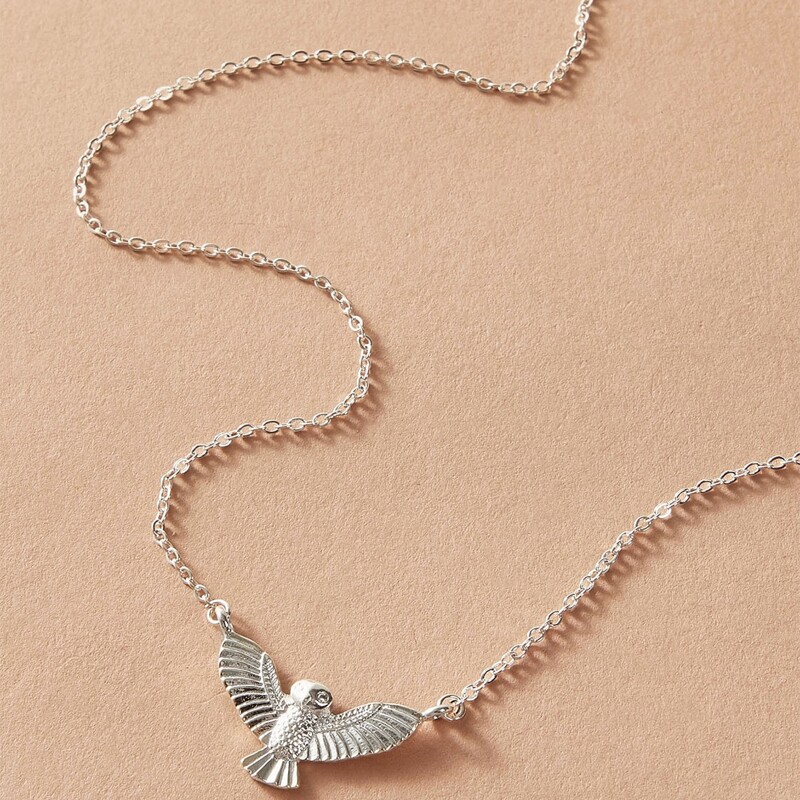 

Owl Pendant Necklace, Silver