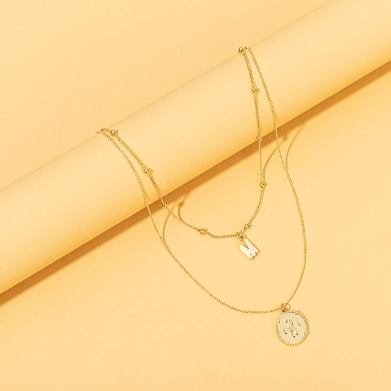

Disc Charm Layered Necklace, Gold